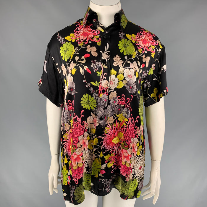 JEAN PAUL GAULTIER Size 10 Multi-Color Floral Silk Blouse