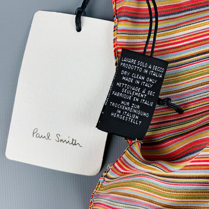 PAUL SMITH Multi-Color Stripe Silk Pocket Square