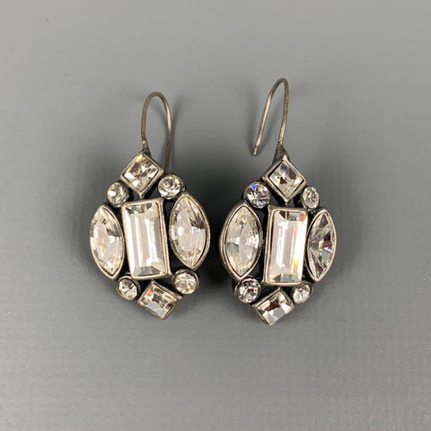 Boucles d'oreilles VINTAGE en strass argenté