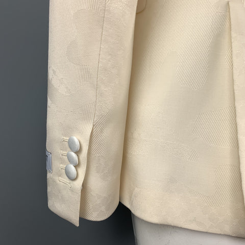 NEIL BARRETT Size 44 Cream Jacquard Wool Shawl Lapel Sport Coat
