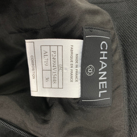 CHANEL AL719 05C Size 4 Black Linen Trumpet Skirt