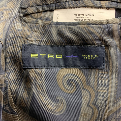 ETRO Size 34 Dark Gray Paisley Wool Notch Lapel 3 Piece Suit