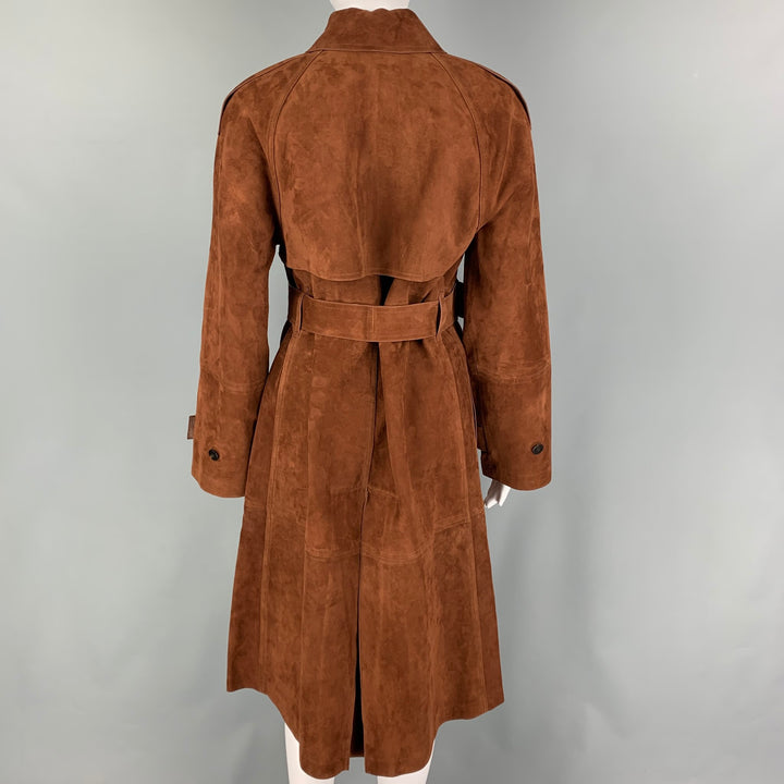 THEORY Size S Brown Suede Lamb Skin Trench Coat