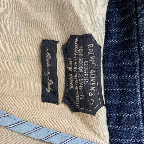 POLO by RALPH LAUREN Size 44 Indigo Pinstripe Cotton Sport Coat