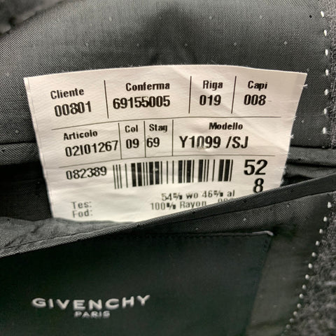 GIVENCHY Size 42 Charcoal & Black Heather Wool / Alpaca Peak Lapel Sport Coat