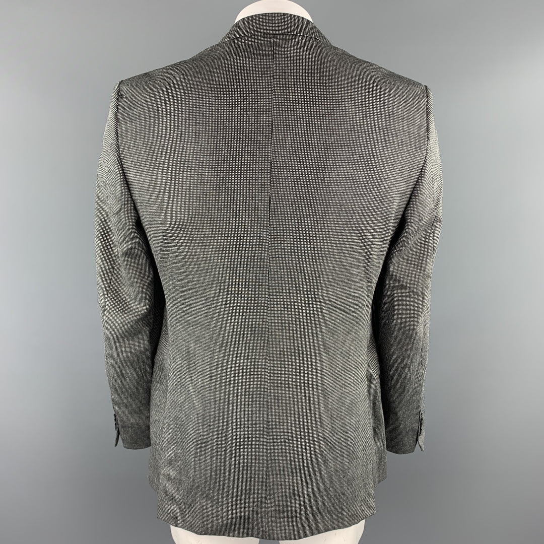 COLECCIÓN VERSACE Talla 40 Abrigo deportivo de seda / lana con rejilla en blanco y negro