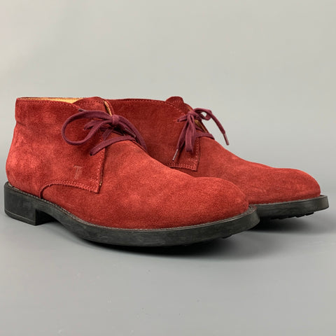 TOD'S Zapatos con cordones en el tobillo de ante color burdeos talla 6