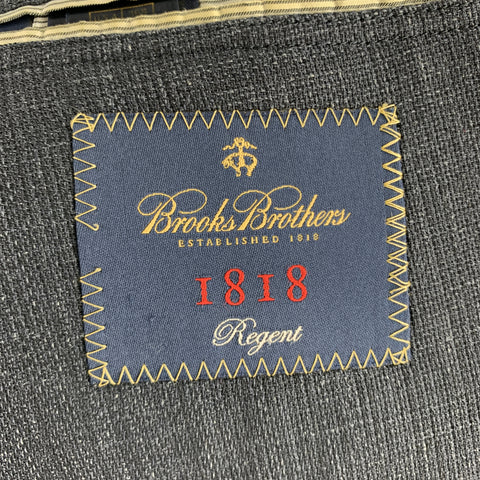 BROOKS BROTHERS Size 36 Navy Heather Wool Notch Lapel Elbow Patch Blazer