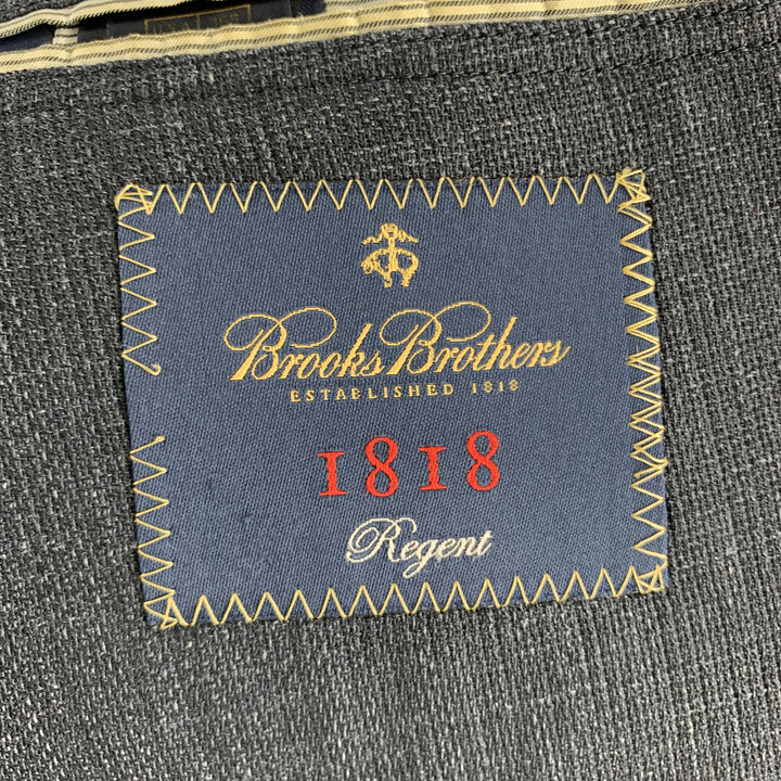 BROOKS BROTHERS Talla 36 Blazer con parche de codo y solapa de muesca de lana azul marino jaspeado