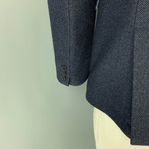 EMILE LAFAURIE Chest Size 46 Navy Textured Wool Blend Notch Lapel Sport Coat