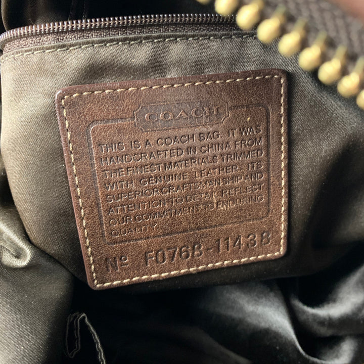 COACH Brown Monogram Canvas Leather Trim Shoulder Bag