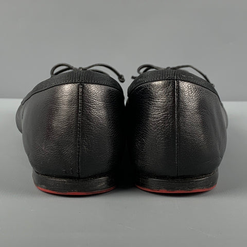 CHRISTIAN LOUBOUTIN Rosella Talla 7 Zapatos planos de cuero negro con punta en punta