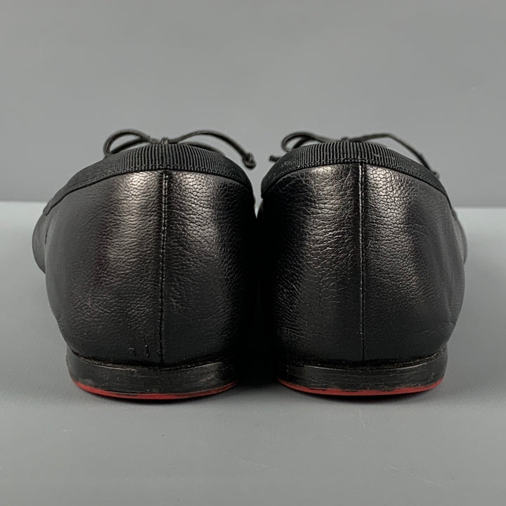 CHRISTIAN LOUBOUTIN Rosella Size 7 Black Leather Pointed Toe Flats