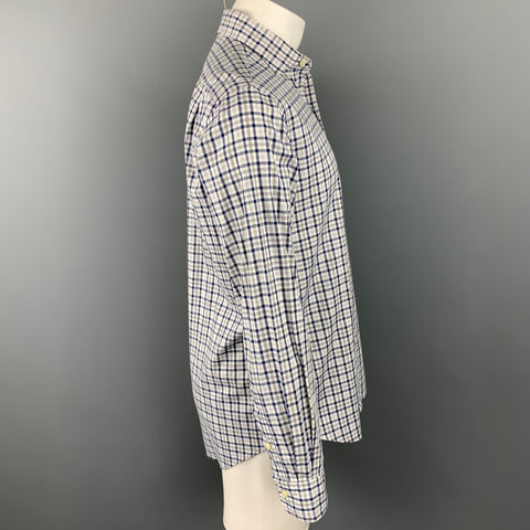 POLO by RALPH LAUREN Size M White & Navy Plaid Button Up Long Sleeve Shirt