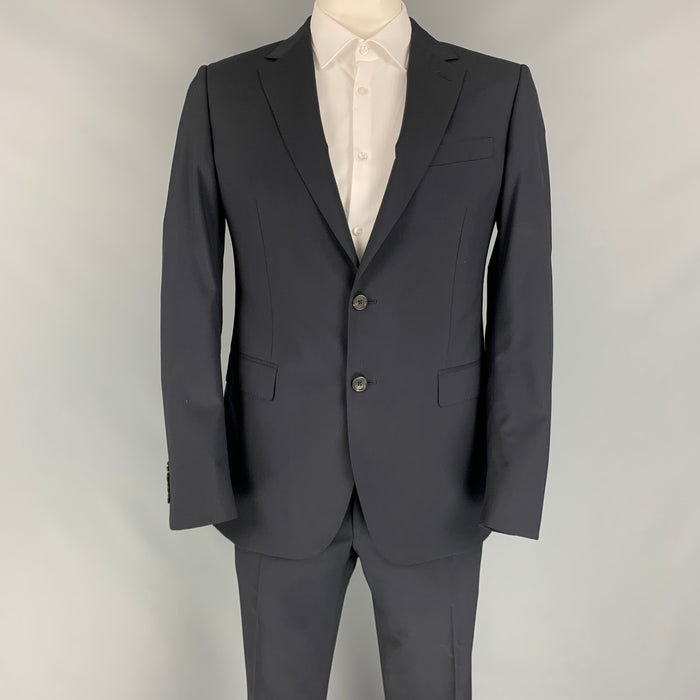LANVIN Size 42 Regular Midnight Blue Wool Notch Lapel Suit