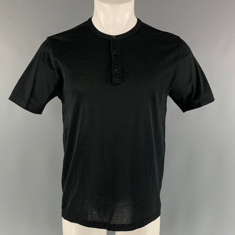 THEORY Size M Black Cotton Henley T-shirt