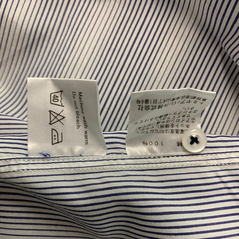 THE SUIT COMPANY Size S Blue White Stripe Cotton Short Sleeve Shirt