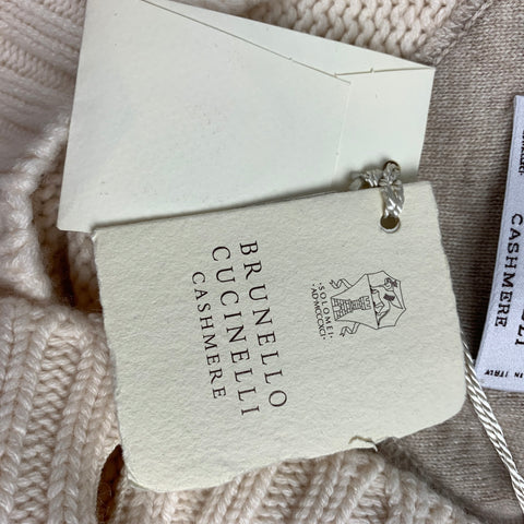 BRUNELLO CUCINELLI Size L Beige Knitted Cashmere Sweater