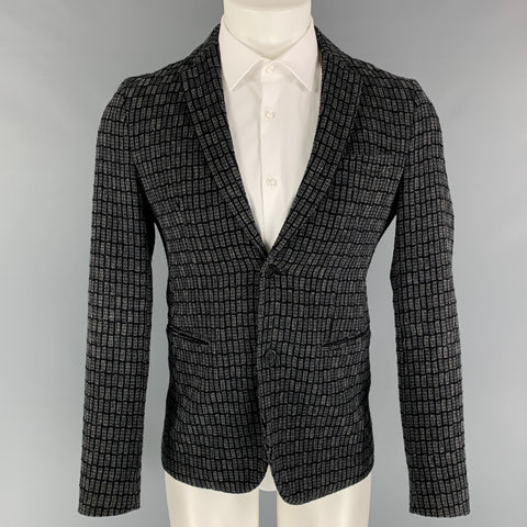 EMPORIO ARMANI Size 34 Grey Black Knitted Wool Blend Sport Coat