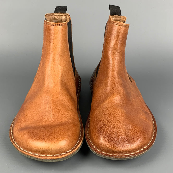 VIBA Botas Chelsea planas de cuero color canela talla 8