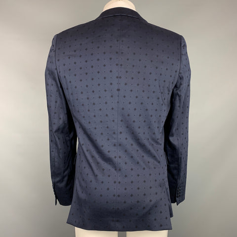 PS by PAUL SMITH Size 40 Navy Print Cotton / Viscose Notch Lapel Sport Coat
