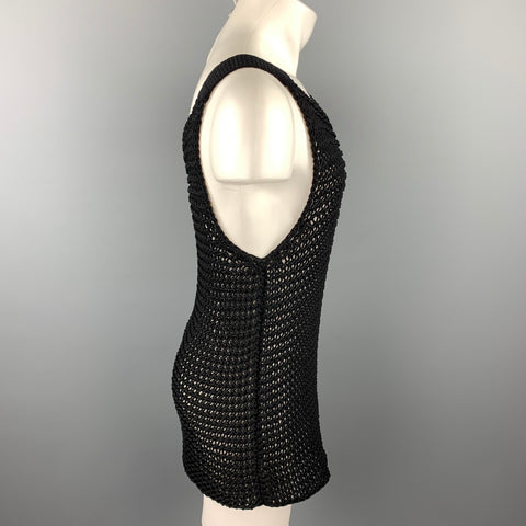 CALVIN KLEIN COLLECTION Size XL Black Mesh Cotton Long Tank Top