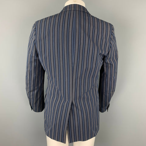 ETRO Size 38 Navy & Black Stripe Acetate Blend Notch Lapel Sport Coat