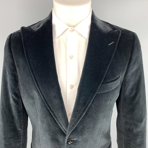 DOLCE &amp; GABBANA Taille 38 Manteau de sport à revers en velours de coton noir
