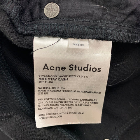 ACNE STUDIOS Taille 32 Jean noir en coton avec braguette zippée