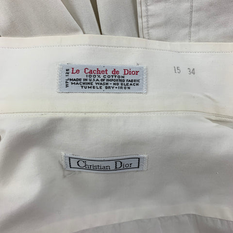 CHRISTIAN DIOR Size L Off White Pleated Cotton Tuxedo Long Sleeve Shirt