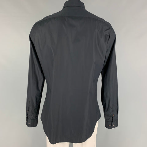 MOSCHINO Size XXL Black Cotton Button Up Long Sleeve Shirt