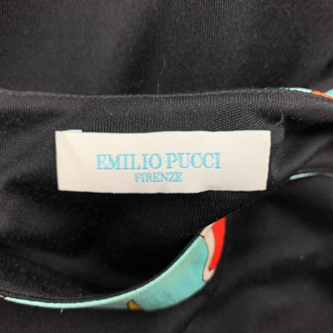 EMILIO PUCCI Size 8 Black Multi-Color Silk Sleeveless Dress