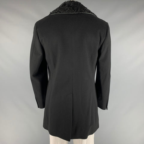 Z ZEGNA Size 46 Black Cashmere Double Breasted Coat