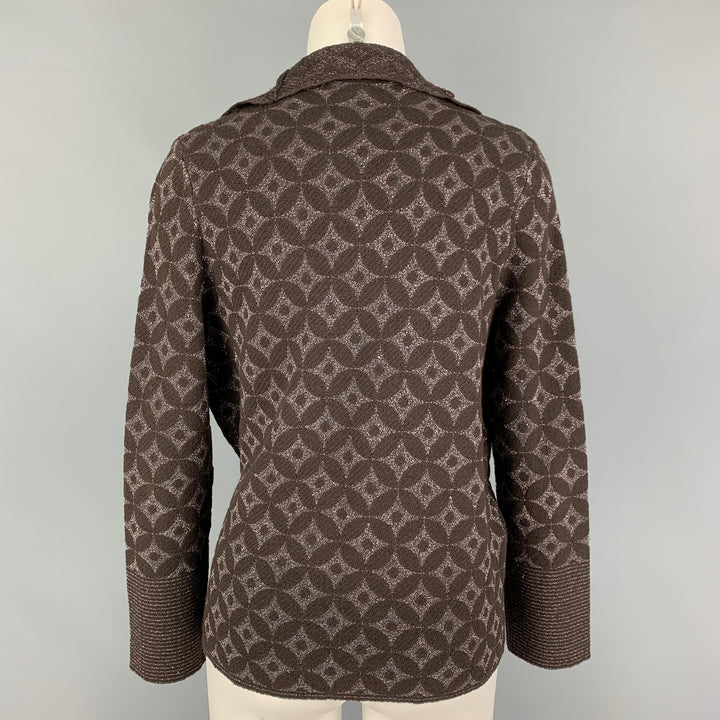 DRIES VAN NOTEN Size S Brown Copper Wool Rayon Abstract Cardigan