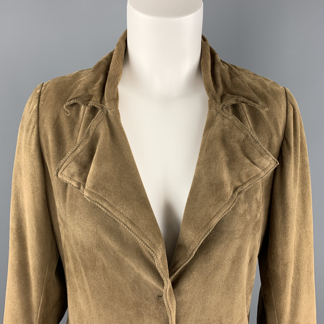 NIGEL PRESTON Size S Taupe Brown Suede Pointed Lapel Jacket