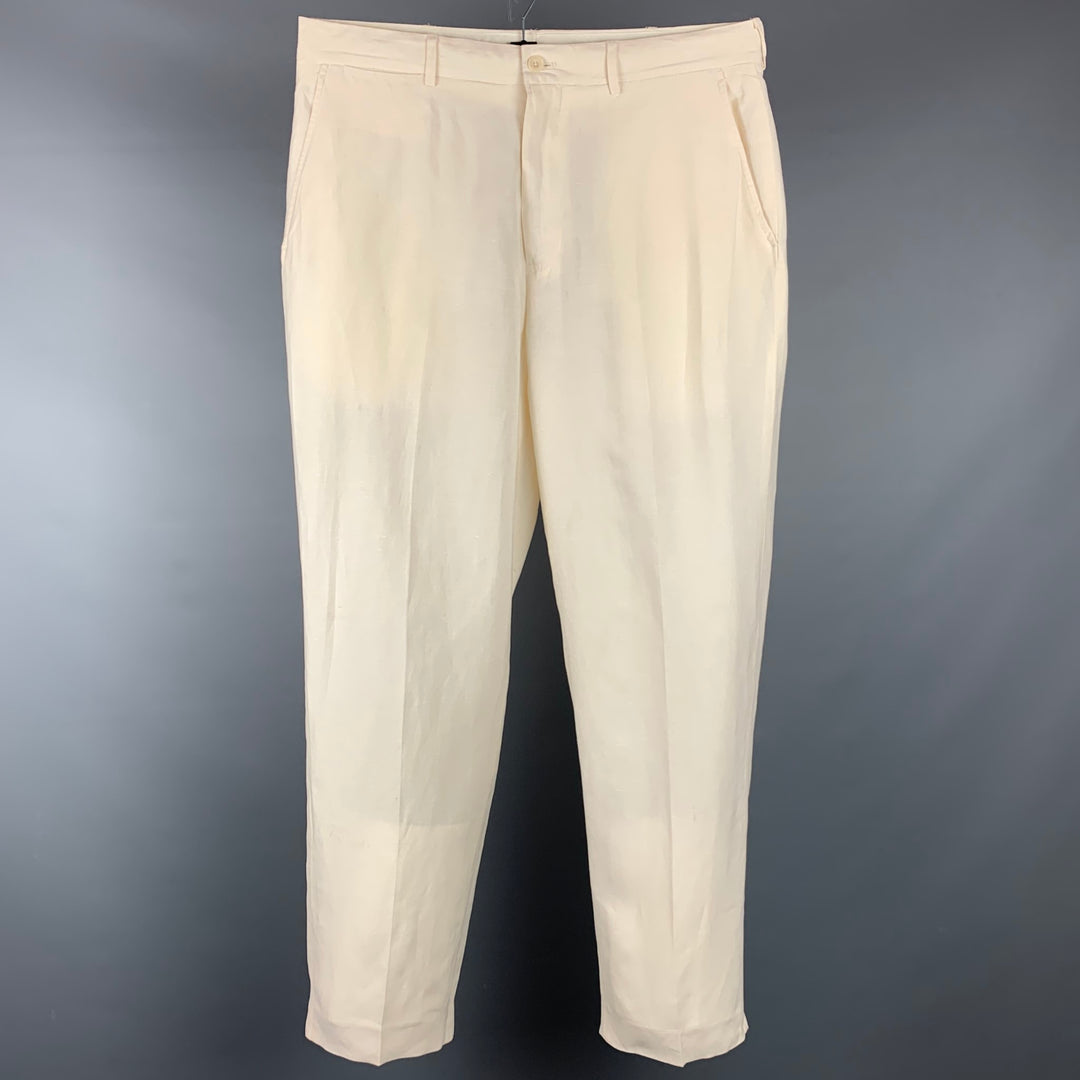 POLO by RALPH LAUREN Size 34 Cream Linen / Silk Flat Front Casual Pants