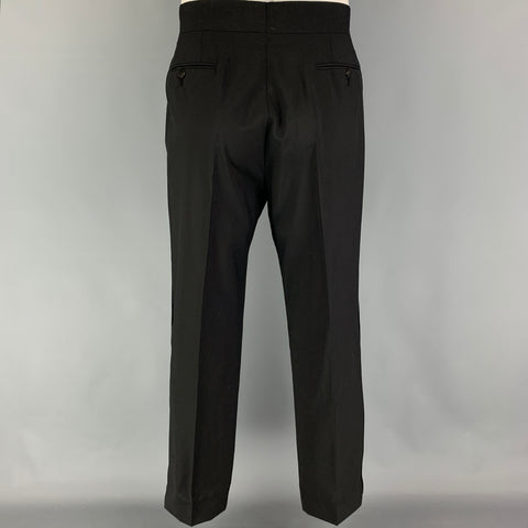 EMPORIO ARMANI Size 42 Black Grid Peak Lapel Tuxedo Suit