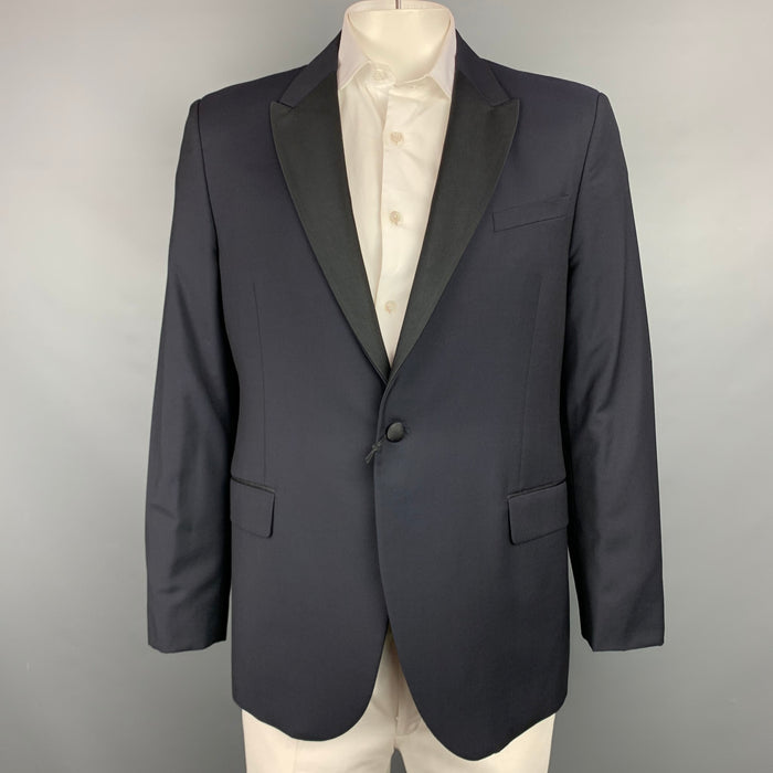 PAUL SMITH The Byard Size 46 Regular Black Wool / Mohair Peak Lapel Sport Coat