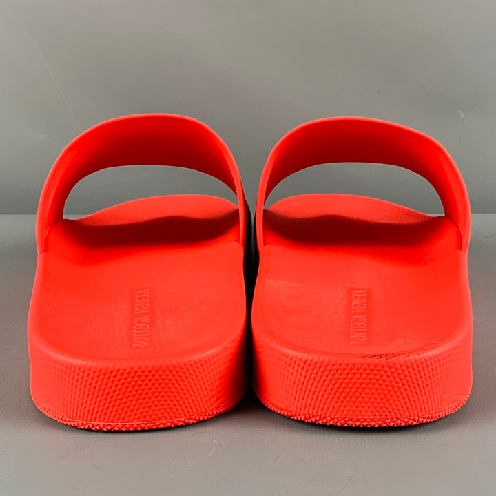 BOTTEGA VENETA Size 12 Orange Rubber Slip On Sandals