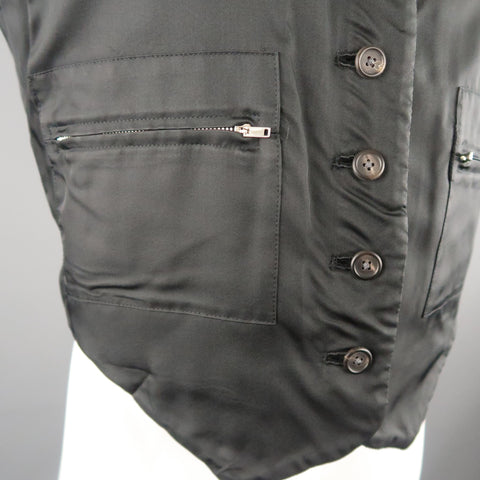YOHJI YAMAMOTO M Black Knitted Wool Blend Reversible Vest