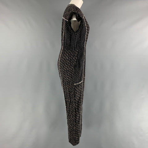 ULLA JOHNSON Size 2 Black Cream Cotton Dots Cap Sleeves Jumpsuits