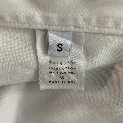 FEIT Size S White Twill Cotton Button Down Long Sleeve Shirt
