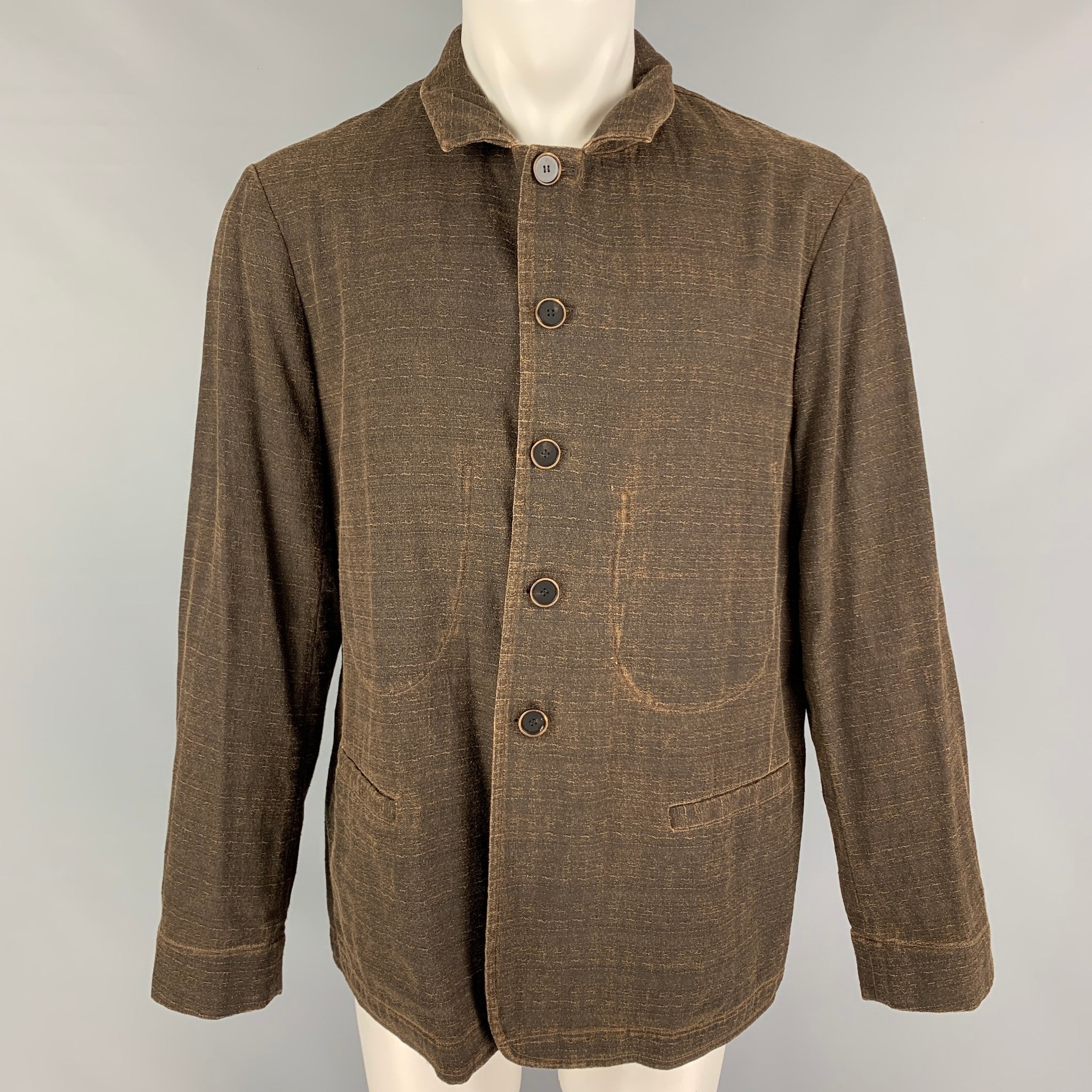 BEAUGAN Size M Brown Textured Cotton Worker Jacket