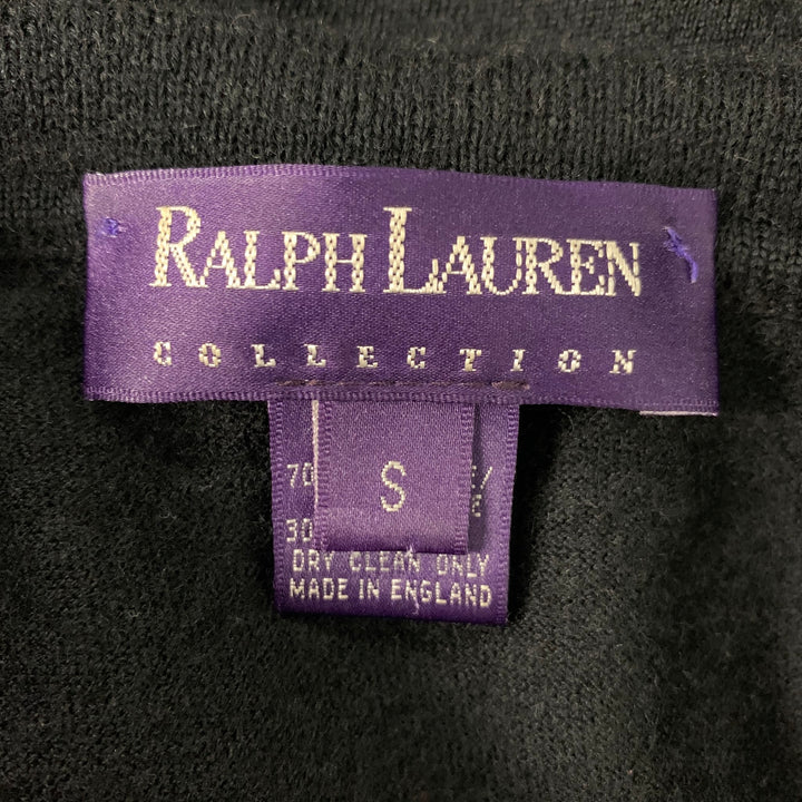 RALPH LAUREN COLLECTION Taille S Polo noir en cachemire et soie uni à manches courtes