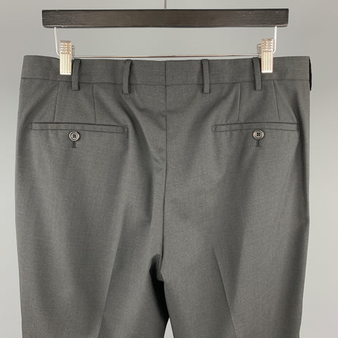 PRADA Size 34 x 34 Black Virgin Wool Zip Fly Dress Pants
