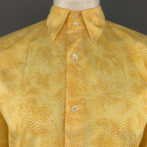 AGNES B. Taille L Chemise à manches longues boutonnée en coton texturé imprimé peau de serpent jaune