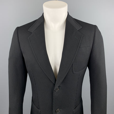 GUCCI Size 38 Regular Black Textured Wool Notch Lapel Sport Coat