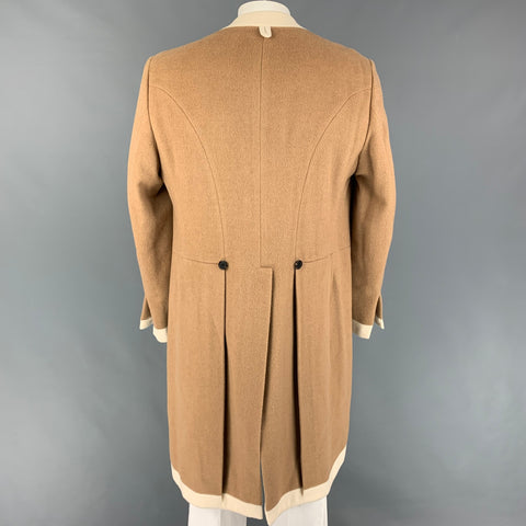 BLACK FLEECE Size 46 Camel Cream Contrast Trim Camel Hair Coat