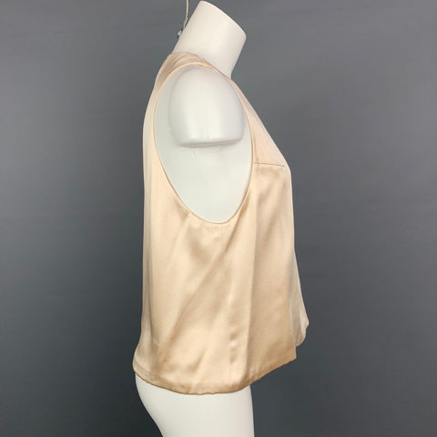 DOO. RI Taille 6 Blouse sans manches en satin de soie doré