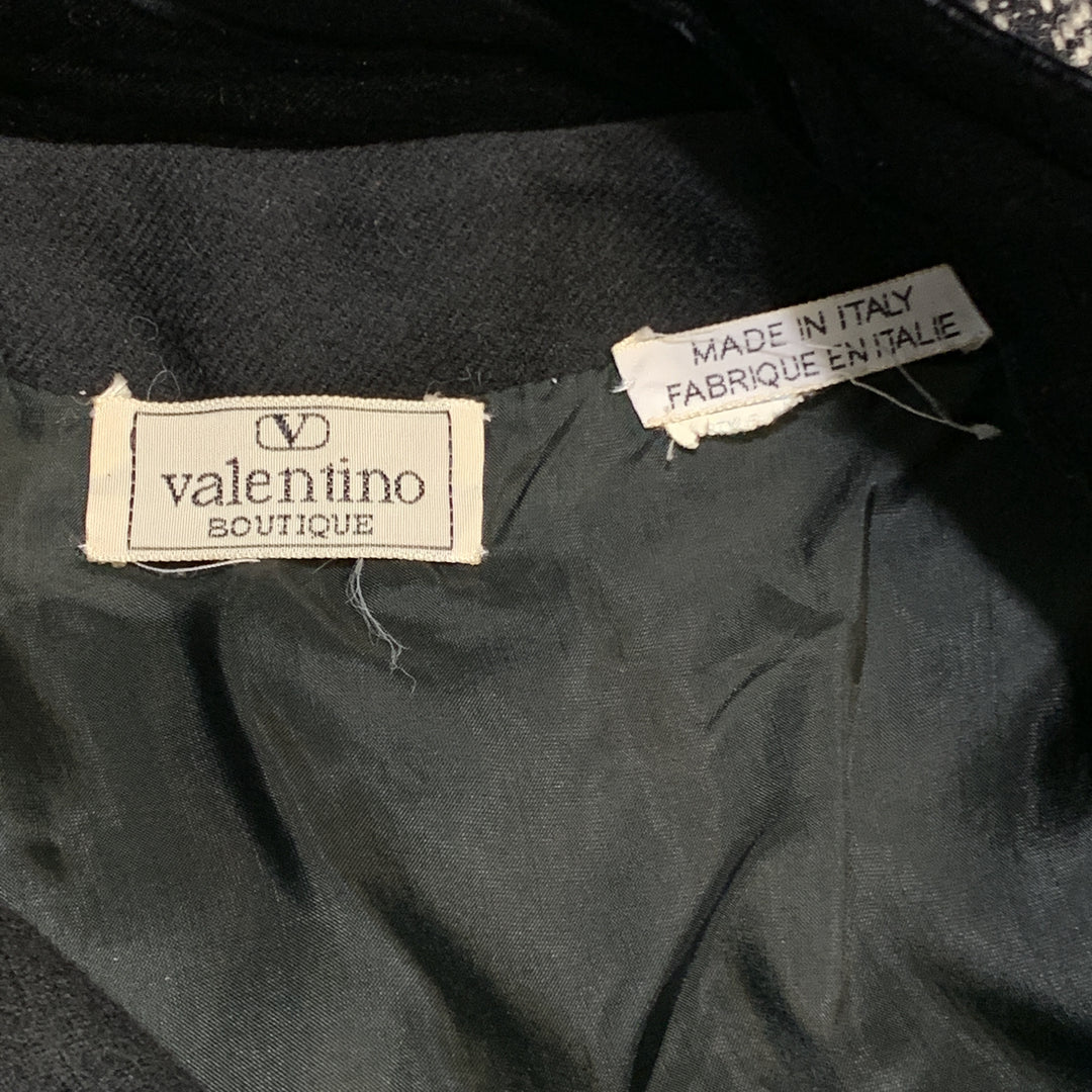 VALENTINO Size 4 Black Velvet Collar Plaid Skirt Vintage Dress
